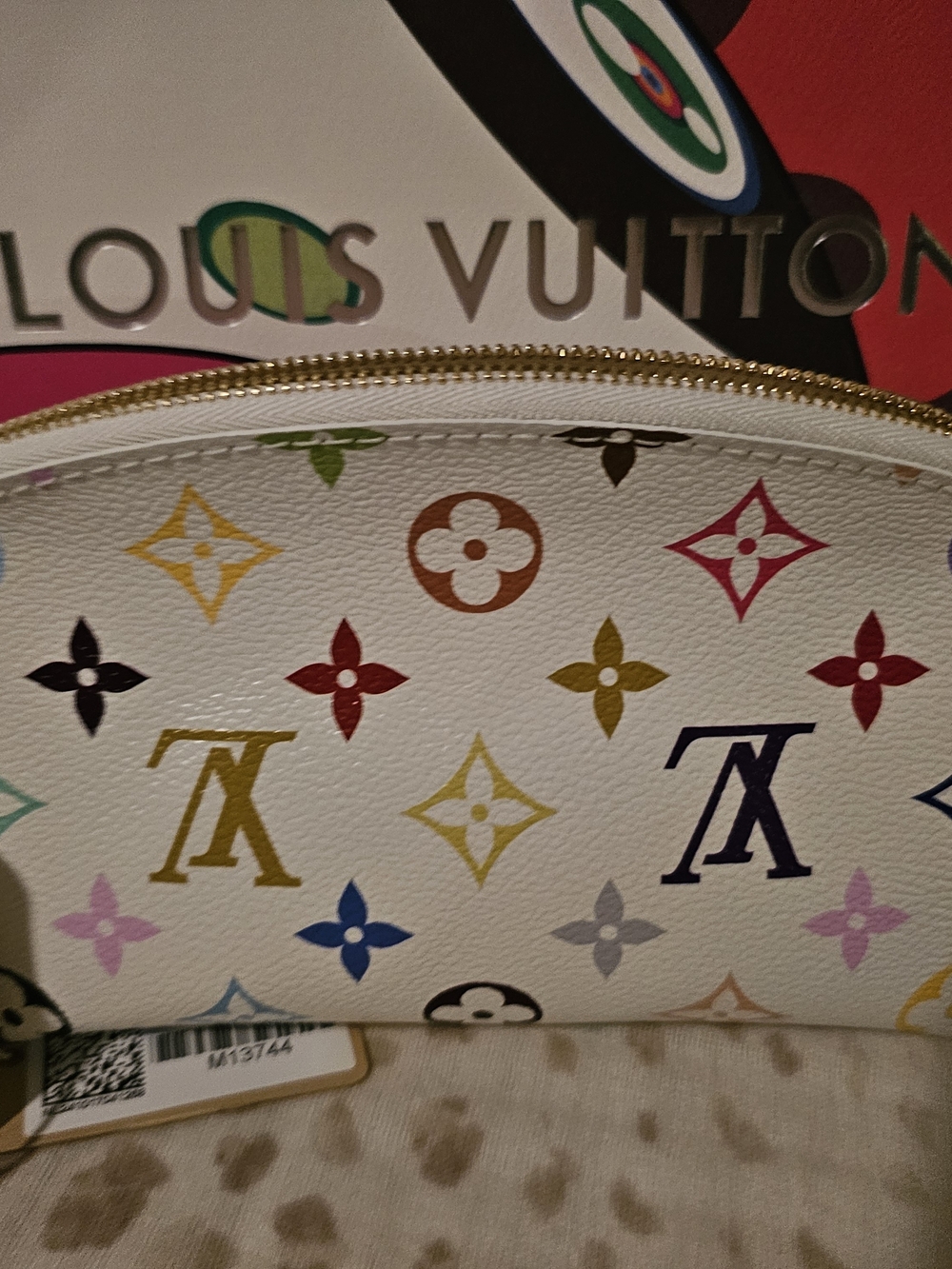 Louis Vuitton White Multicolor Monogram Cosmetic Pouch M13744✨️